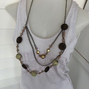 "Mermaid" 3 Layer Beaded Costume Jewelry Necklace